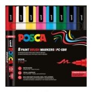 Marker UNI PC-5BR, varf pensula, 1-4 mm, set 16 culori, Posca (M1603)